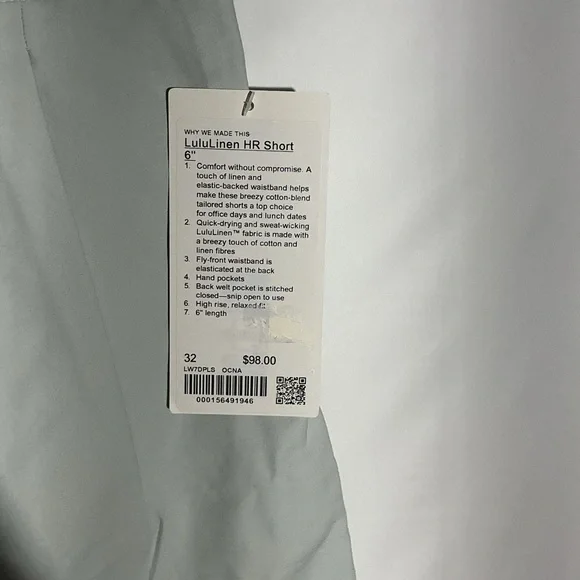 NWT Lululemon LuluLinen HR Short 6 inch size 32 OCNA - Picture 3 of 4